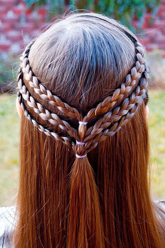Updo with three braids