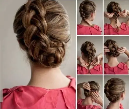 This hairstyle uses a soft and simple French braid